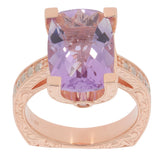 Cushion Purple Amethyst Sterling Silver Ring with elegant design and accent stones, perfect for sophisticated style.